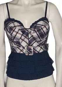 Blue Plaid Corset Top